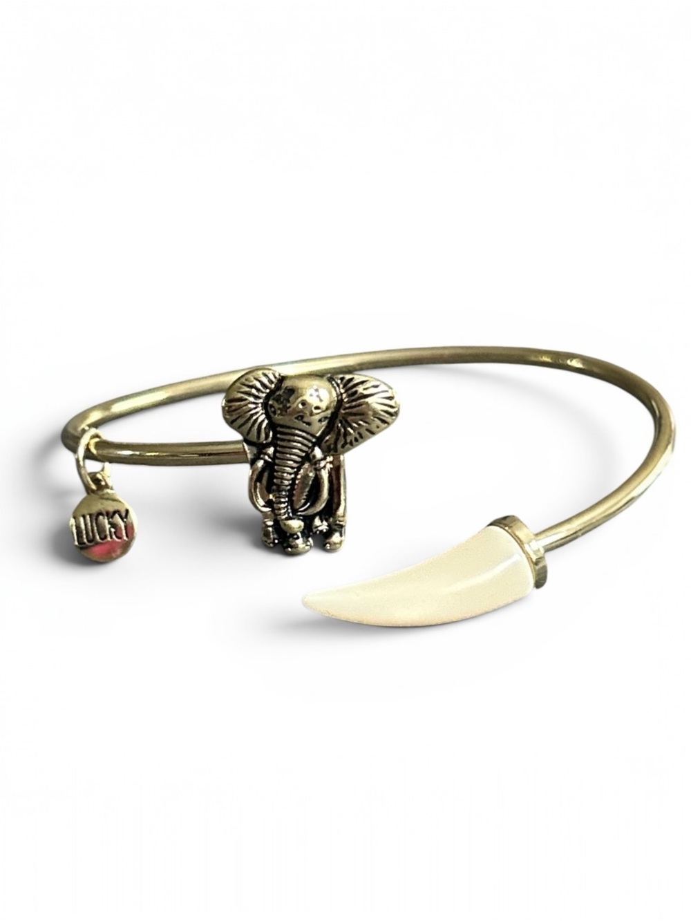 BANSRI Gold Elephant Bracelet Lucky Charm Tusk Boho Cuff Adjustable Boutique